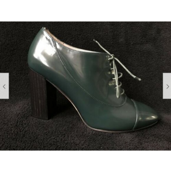 Kate Spade Lace Up Patent Leather Green Shoes 5.5 - Picture 3 of 8
